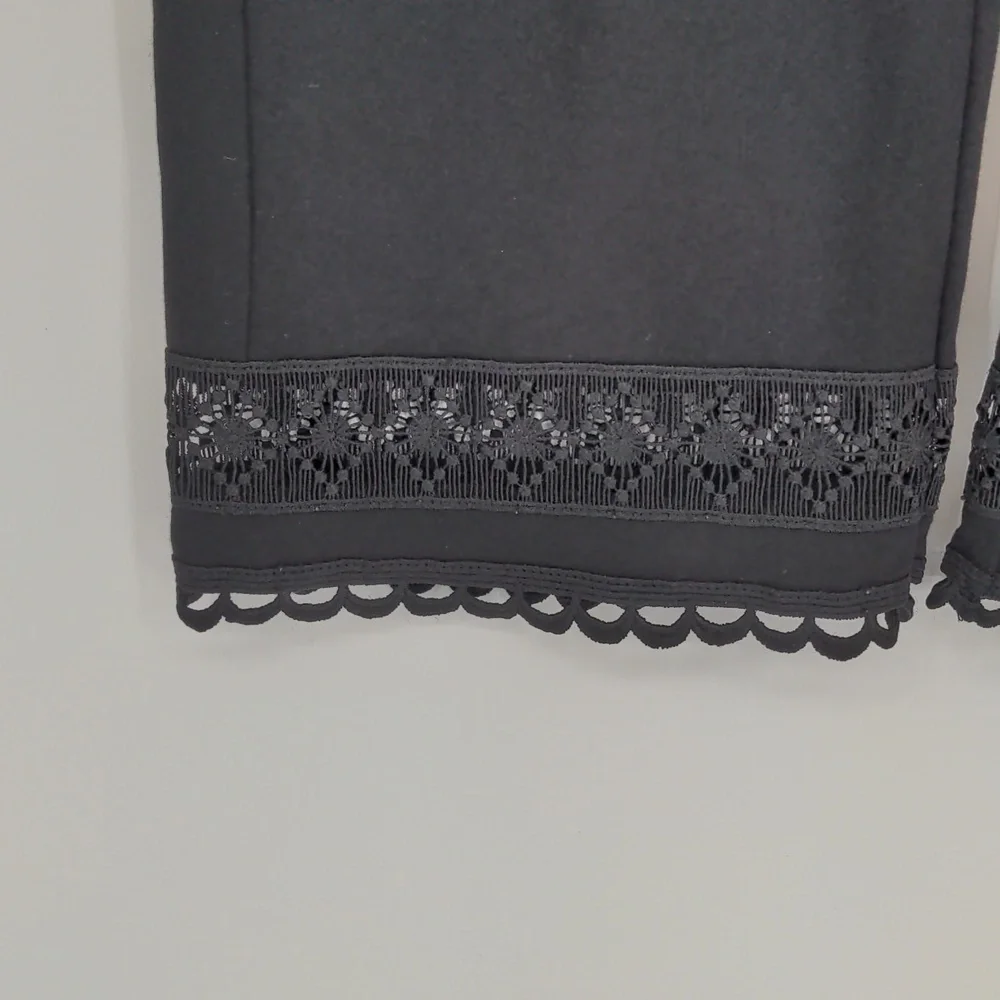 Lysse‎ Raya Womens Lace Trim High Rise Cropped Pants Size Extra Small Black - Picture 4 of 12